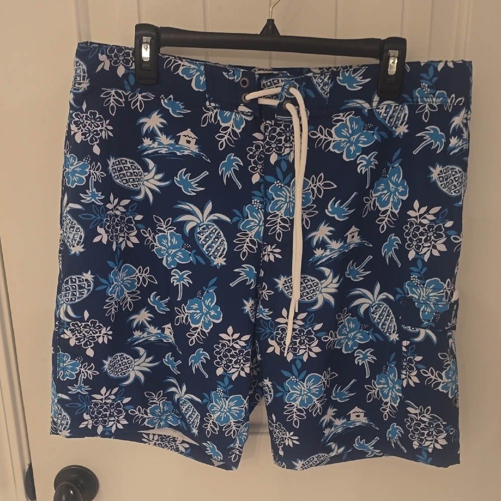 J. Crew Blue and White Nautical Board Shorts